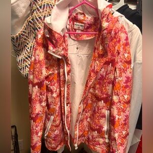 Hunter For Target Pink Floral Rain Jacket Girls Size L Raincoat